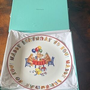 NIB: Tiffany & Co. Celebration Alphabet Birthday Plate with Bears and Balloons